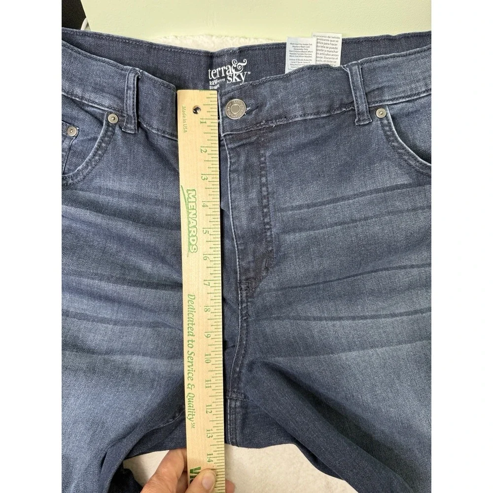 Terra and Sky Women's Denim Jeans Straight Dark Wash‎ Stretch 22W petite 42 x 27